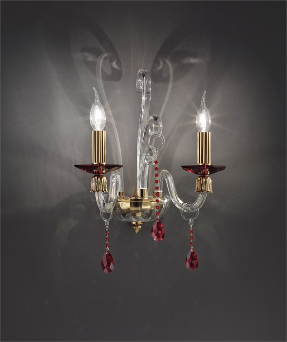 Настенный светильник Euroluce Rubino Alicante A2 Gold с подвесками 14194/A2L