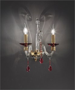 Настенный светильник Euroluce Rubino Alicante A2 Gold с подвесками 14194/A2L